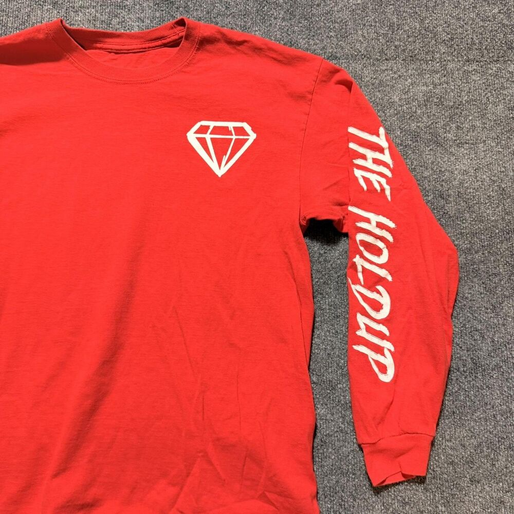 The Holdup Shirt Mens Large Red Long Sleeve Diamond Logo Band Graphic Crewneck - Picture 4 of 10